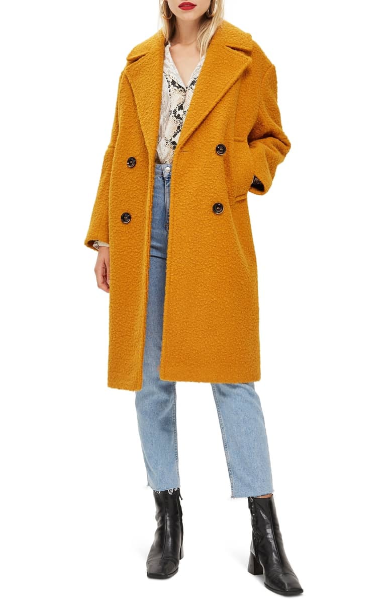 Topshop boucle button front coat outlet