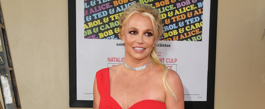 Britney Spears Wears a Red Triangle Bikini Top With Pearls