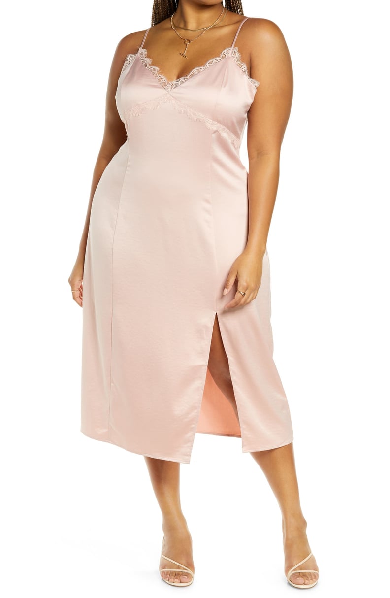 Open Edit Satin Midi Slipdress