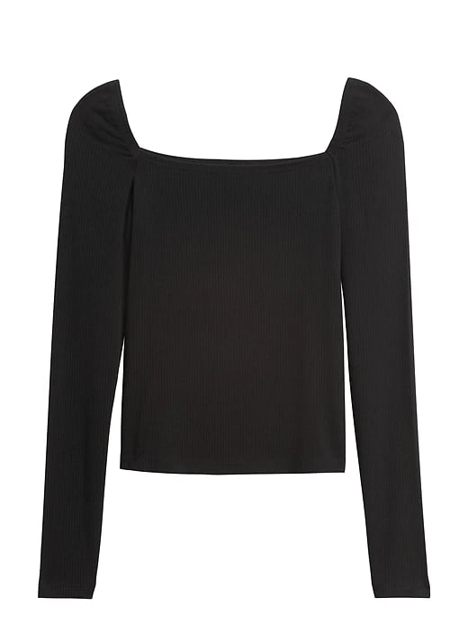 Ribbed Square-Neck Cropped Top