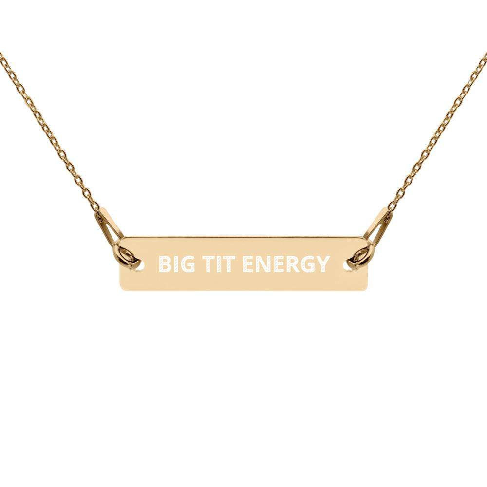 Big Tit Energy Engraved Bar Chain Necklace