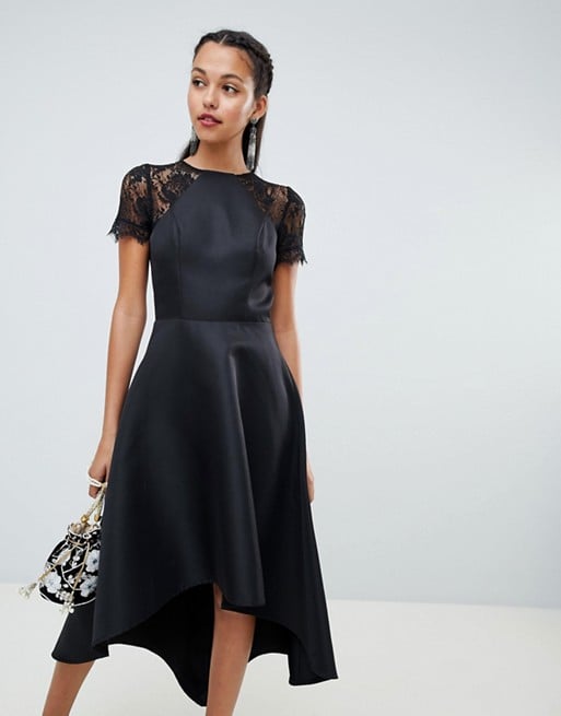 Chi Chi London High Low Hem Midi Dress With Lace Sleeves Meghan
