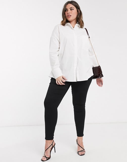 ASOS Design Curve Long-Sleeve Boyfriend Shirt