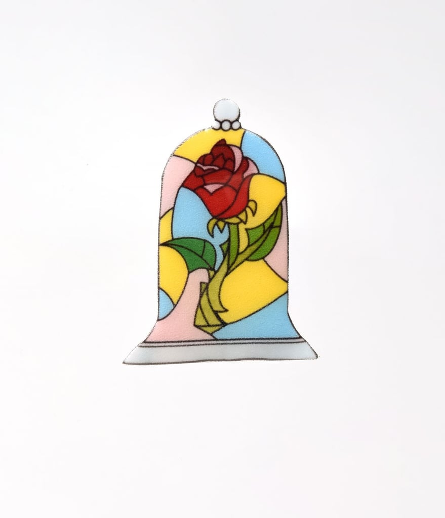 Multicolored Stained Glass Enchanted Rose Brooch ($12)
