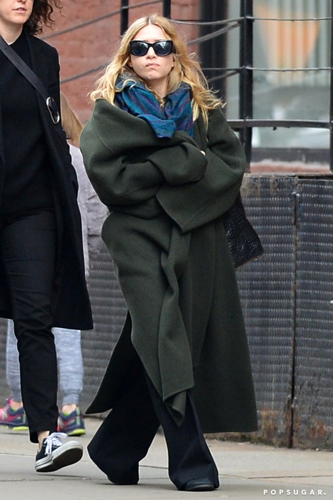 Ashley Olsen Wearing The Row Green Coat | POPSUGAR Fashion