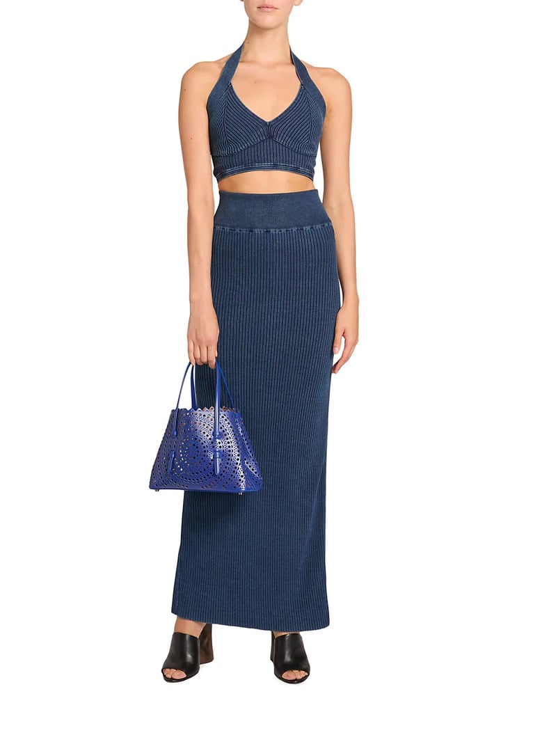 ALAÏA Denim Bra Top in Blue