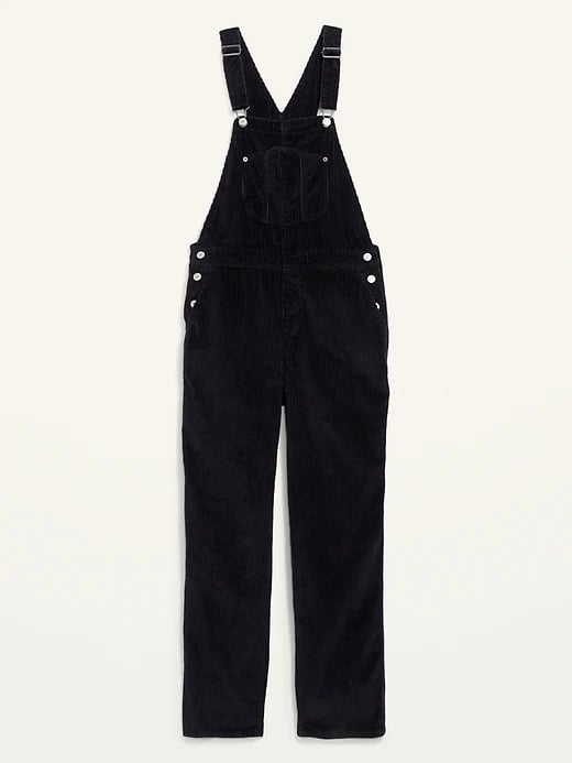 Slouchy Straight Button-Fly Corduroy Workwear Overalls