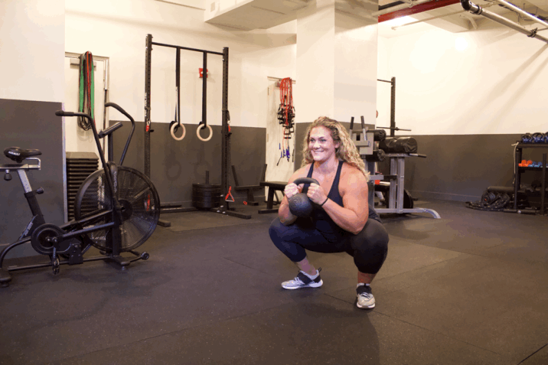 Kettlebell Goblet Squat With Bicep Curl