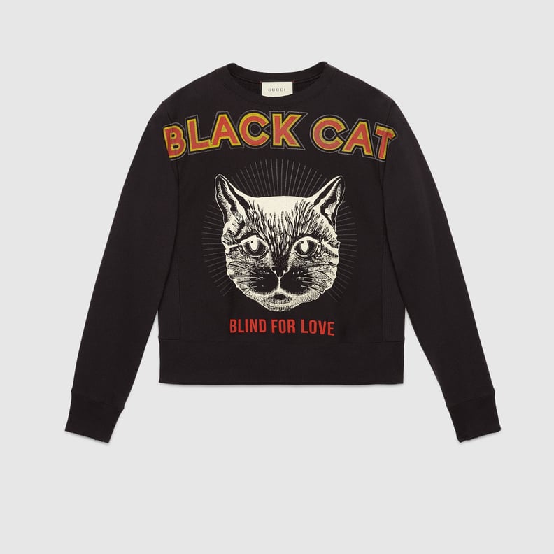 Gucci Cotton Sweatshirt With Black Cat Print