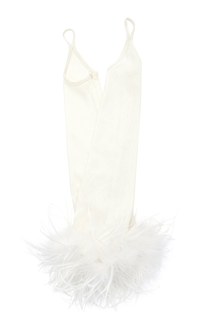 Cult Gaia Gaia Feather-Embellished Jersey Gloves