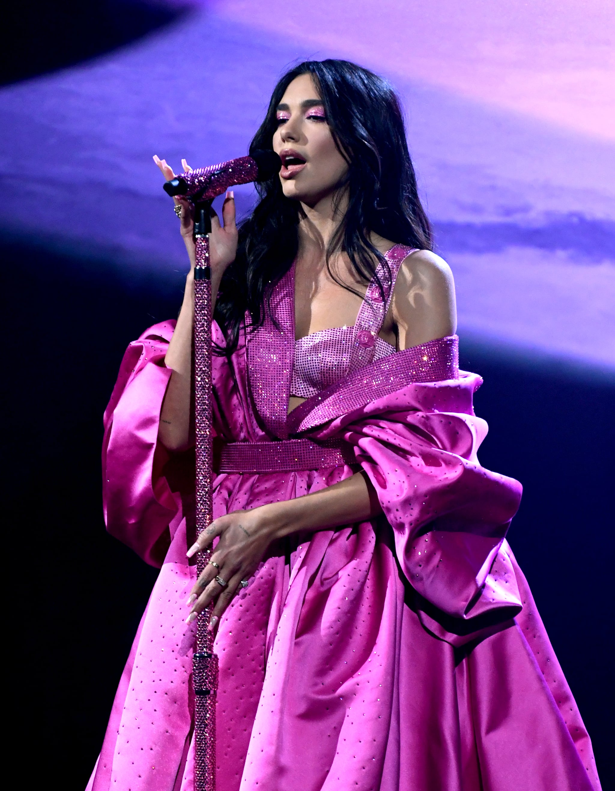 LOS ANGELES, CALIFORNIA: In this image released on March 14, Dua Lipa performs onstage during the 63rd Annual GRAMMY Awards at Los Angeles Convention Centre in Los Angeles, California and broadcast on March 14, 2021. (Photo by Kevin Winter/Getty Images for The Recording Academy)