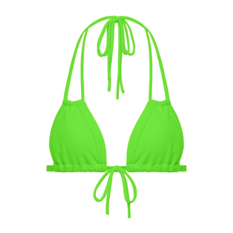 Monica Hansen Beachwear Padded Triangle Bikini Top in Green Lurex, Kendall  Jenner's G-String Thongkini Is the Main Event on Her Tropical Holiday