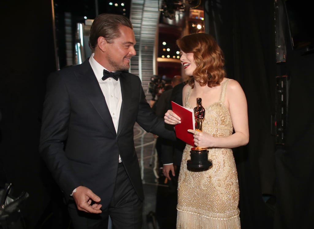 Emma Stone and Leonardo DiCaprio at the 2017 Oscars