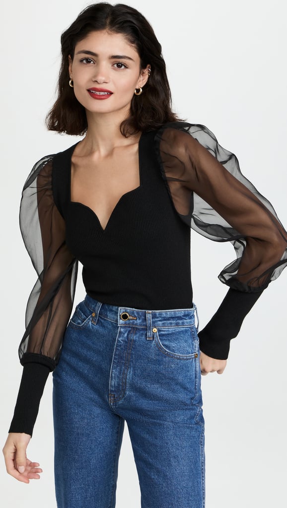 Something Sheer: Veronica Beard Finian Mixed Media Top