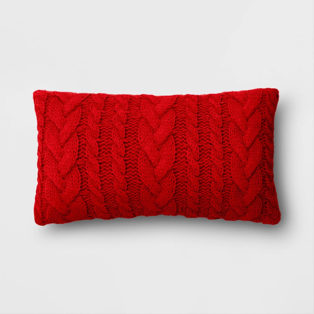 A Cosy Throw Pillow: Threshold Oversized Cable Knit Lumbar Christmas Throw Pillow