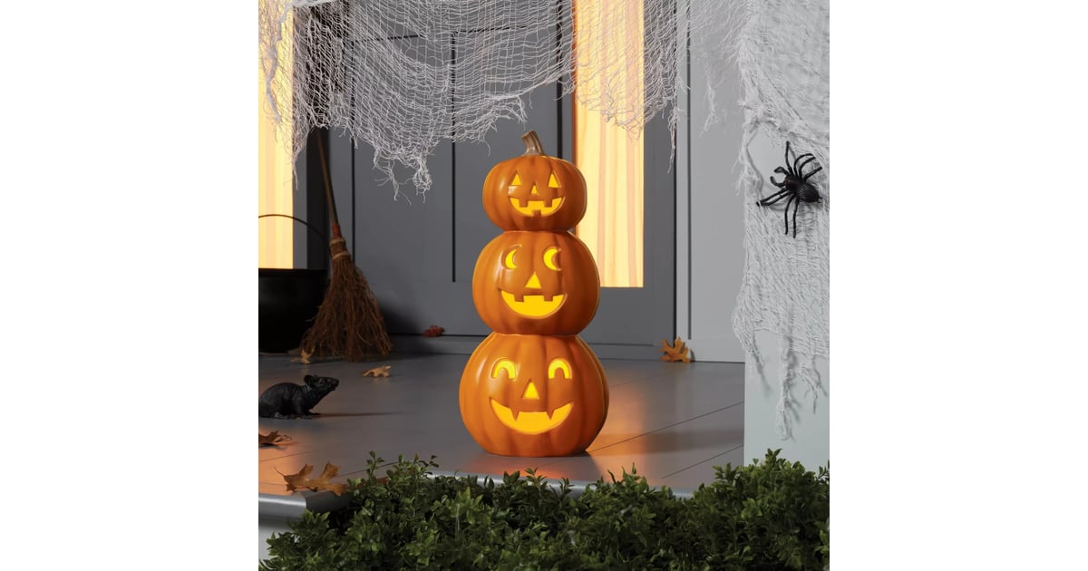 Target LightUp Triple Stacked Orange Pumpkins Halloween Decorative