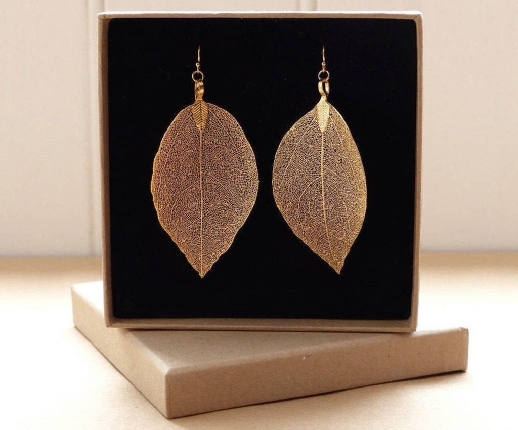 estherdobsonart 18K Gold Dipped Real Leaf Earrings