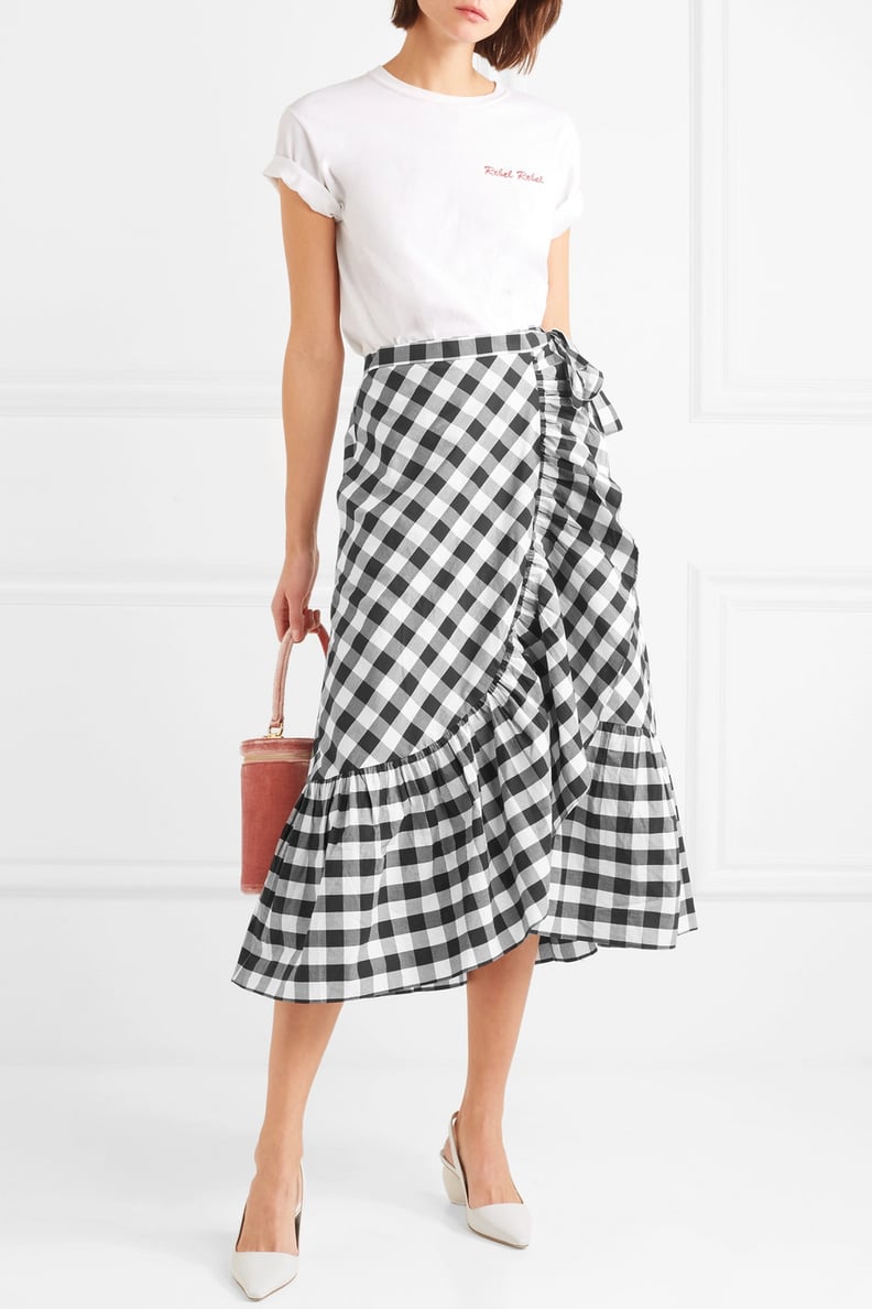 J.Crew Glo Ruffled Gingham Cotton-poplin Wrap Skirt