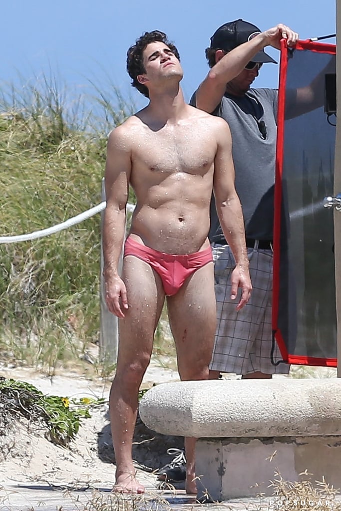 Darren Criss Filming American Crime Story in a Speedo