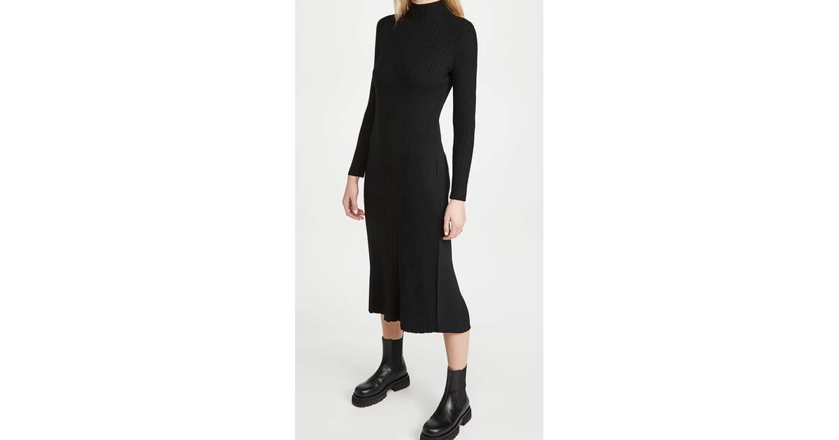 Vince Variegated Rib Turtleneck Dress 