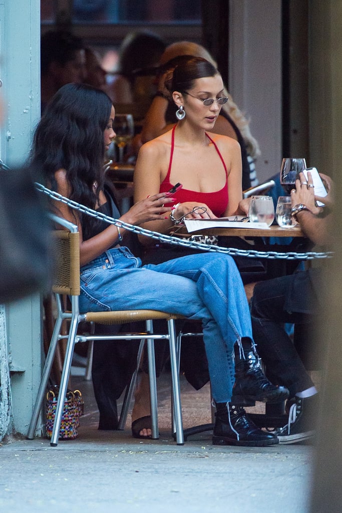 Bella Hadid's Black Mesh Sandals