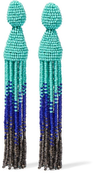 Oscar de la Renta's ombré beaded clip-on earrings ($395) are doubly awesome, thanks to the color combo and dramatic beading.