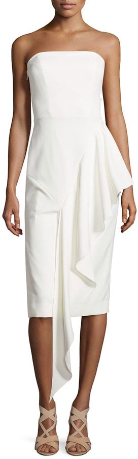 Milly Strapless Cascading Ruffle Dress, White ($495)