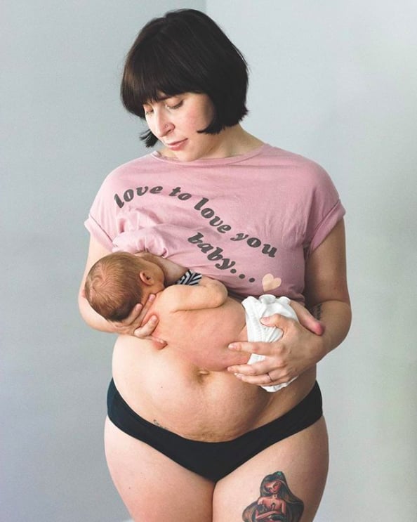 This mama not only showed off her postbaby body but her incredible breastfeeding tattoo.