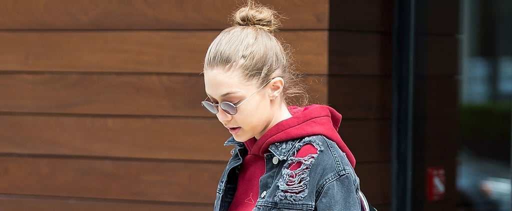 Gigi Hadid Wearing Distressed Denim Jacket