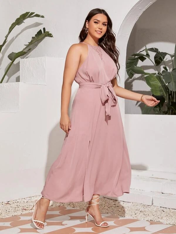 Shein contrast hotsell lace flowy dress