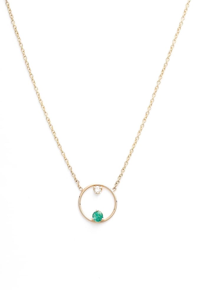 Zoë Chicco Emerald and Diamond Open Circle Necklace