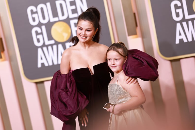 BEVERLY HILLS, CALIFORNIA - JANUARY 10: (L-R) Selena Gomez and Gracie Elliot Teefey attend the 80th Annual Golden Globe Awards at The Beverly Hilton on January 10, 2023 in Beverly Hills, California. (Photo by Matt Winkelmeyer/FilmMagic)
