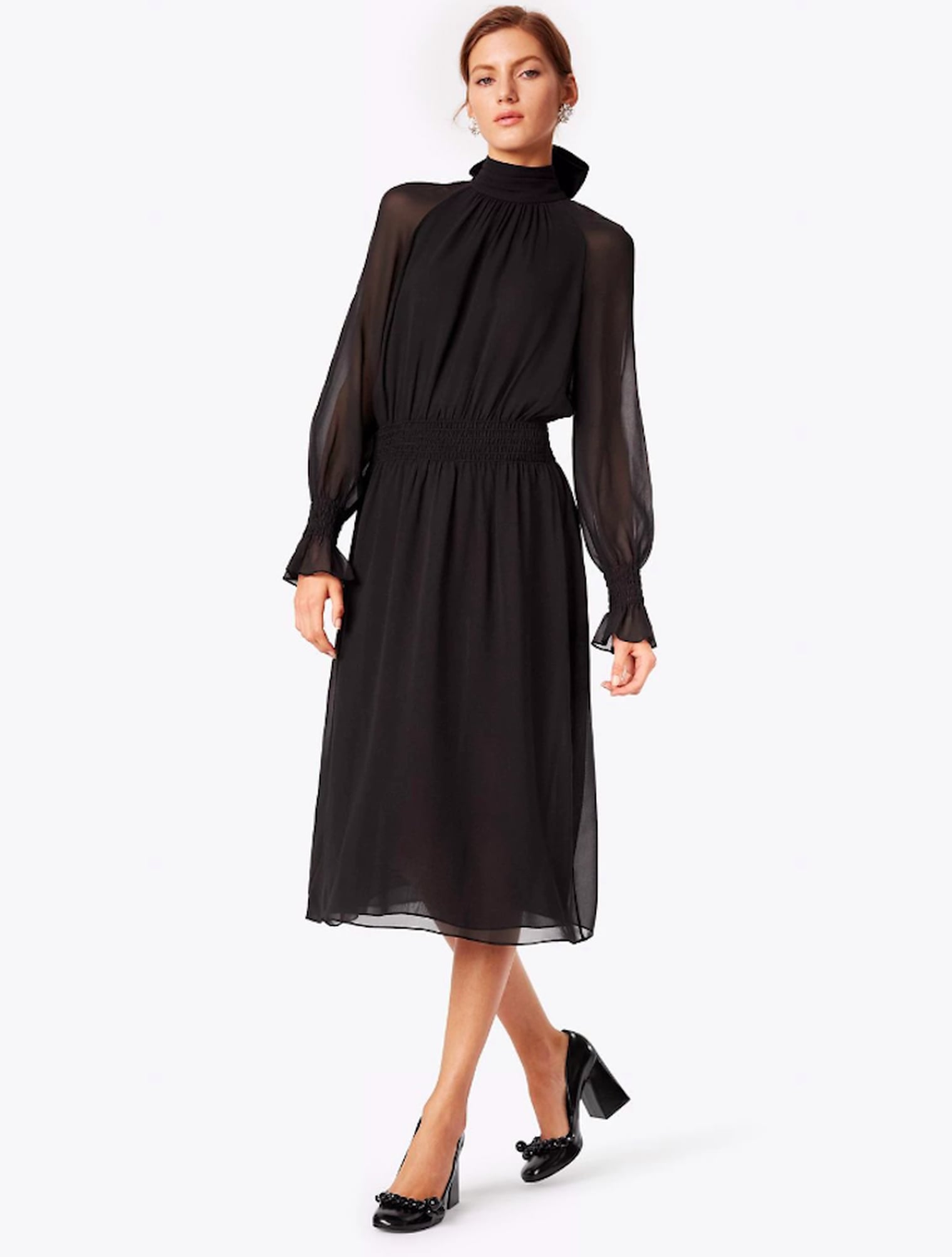 Melania Trump Black Dress With Big Sleeves | POPSUGAR Fashion