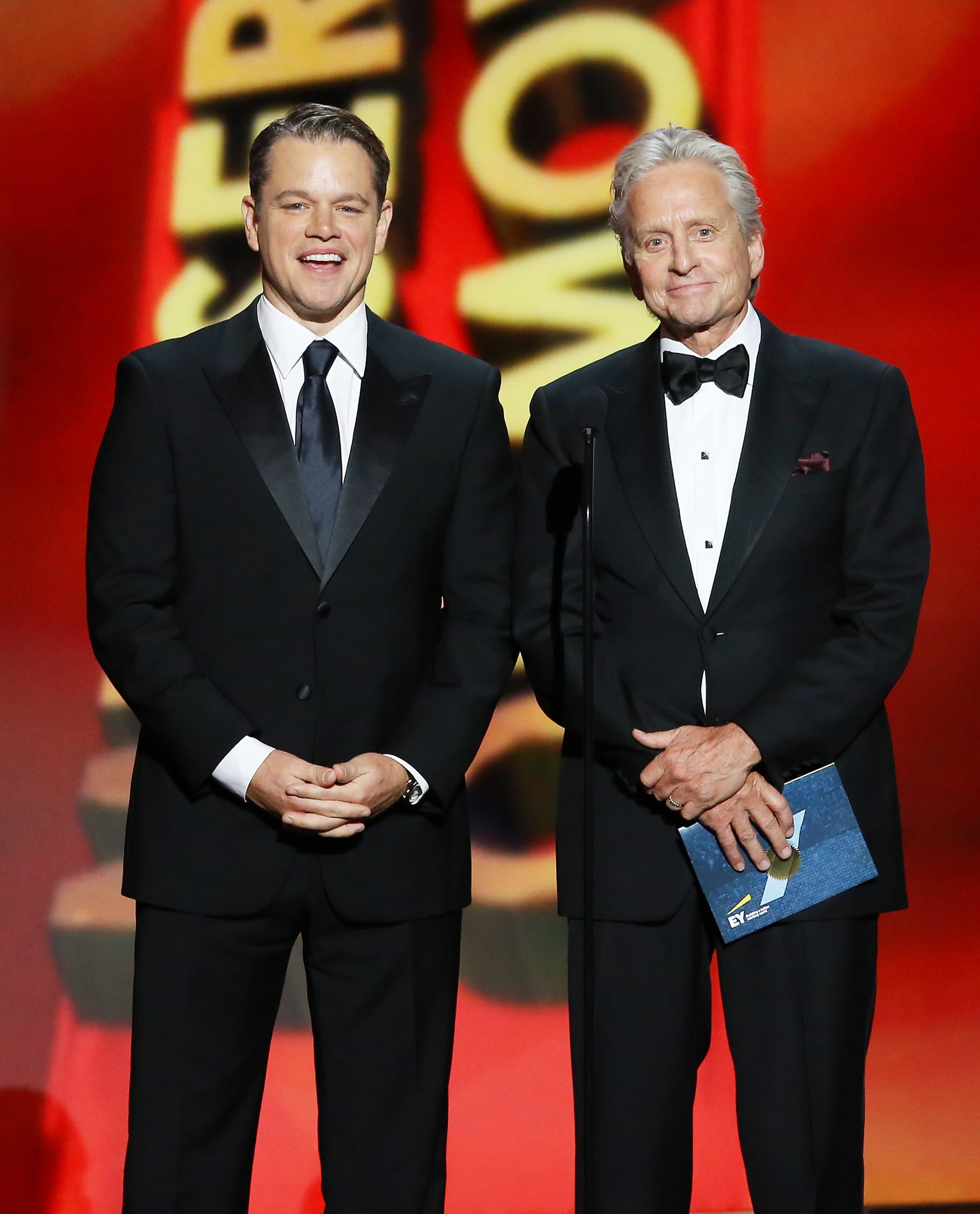 Matt Damon and Michael Douglas at the 2013 Emmy Awards