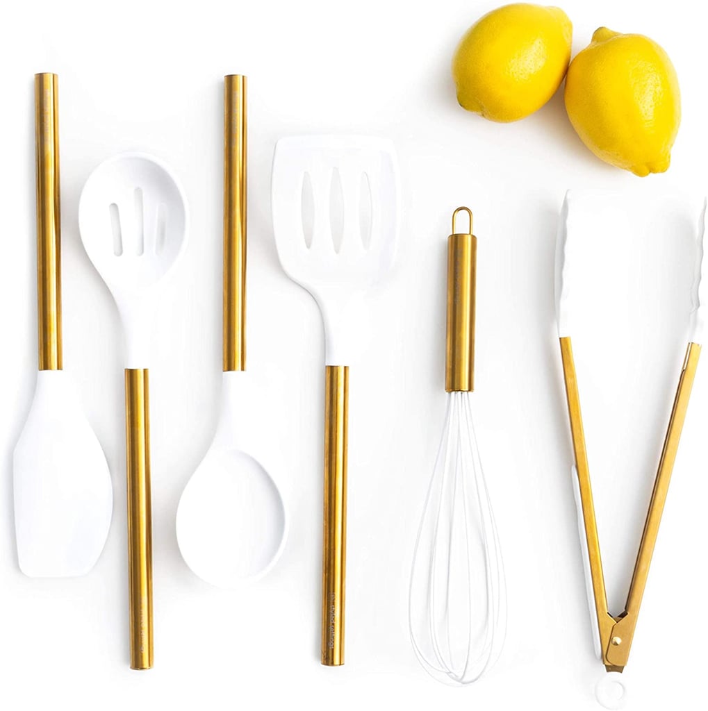 For the Chef: White Silicone and Gold Cooking Utensils