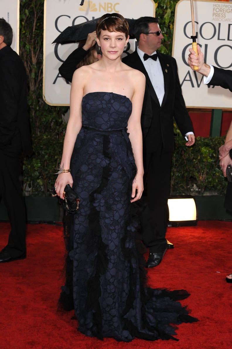 Carey Mulligan in a Navy Nina Ricci Gown at the 2010 Golden Globes