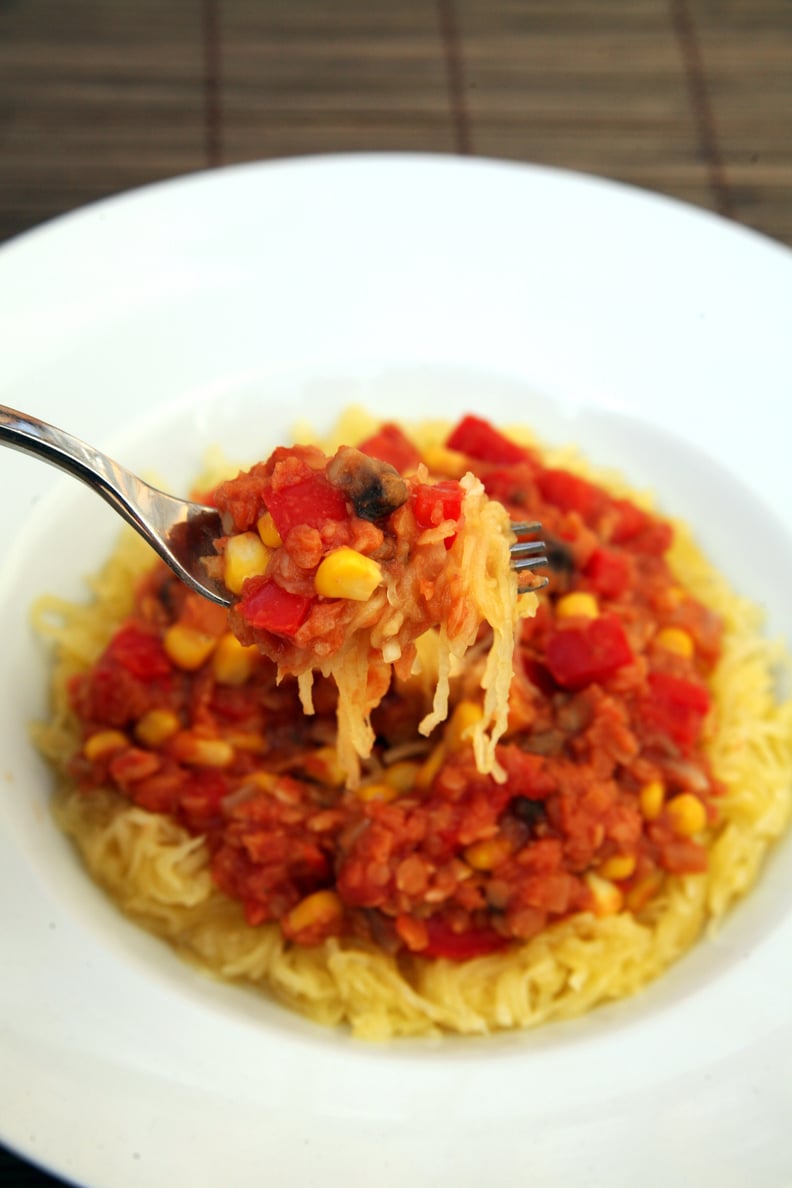 Maple Cumin Lentils Over Spaghetti Squash