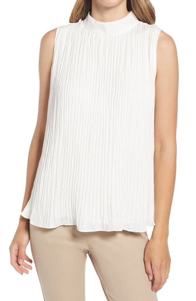 Nordstrom Mock Neck Plissé Top