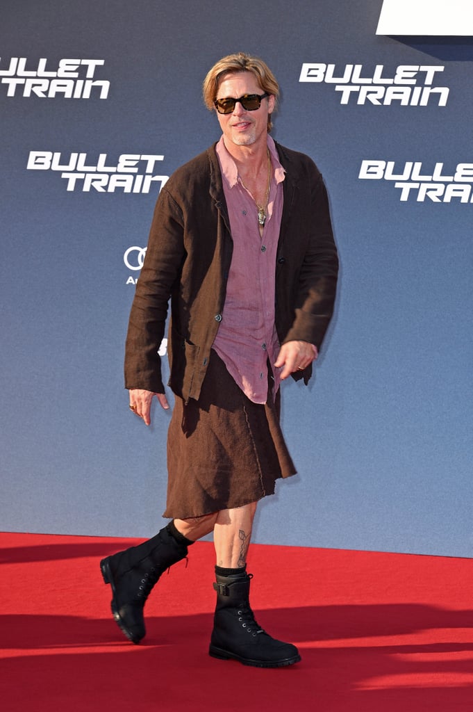 Brad Pitt Wears Linen Skirt to Bullet Train Premiere: Photos