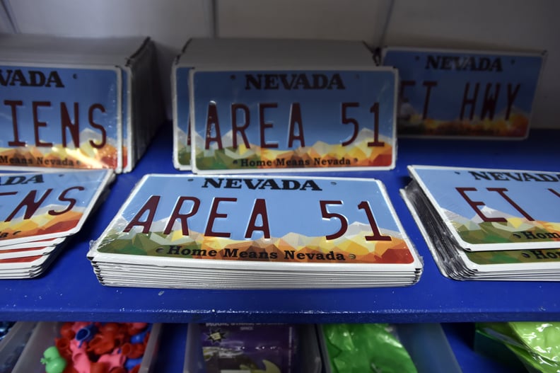 RACHEL, NEVADA - JULY 22:  Alien and Area 51 themed gifts are displayed for sale at the Little A'le'Inn restaurant and gift shop on July 22, 2019 in Rachel, Nevada. A Facebook event entitled,