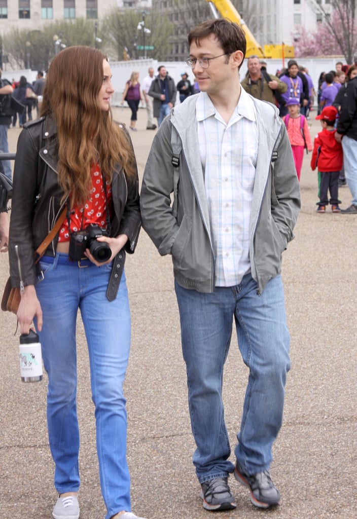 Shailene Woodley and Joseph Gordon-Levitt looked adorable while filming Snowden in Washington DC on Tuesday.