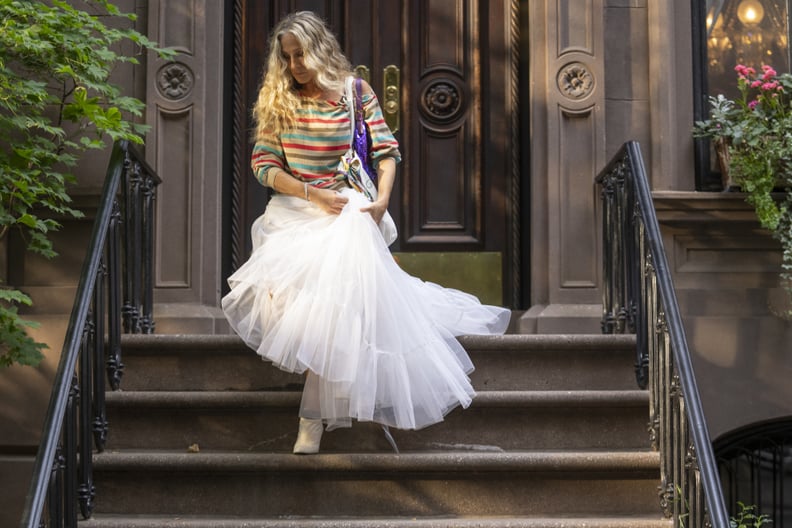 Carrie Bradshaw's White Tulle Skirt in "And Just Like That" Season 1, Episode 4