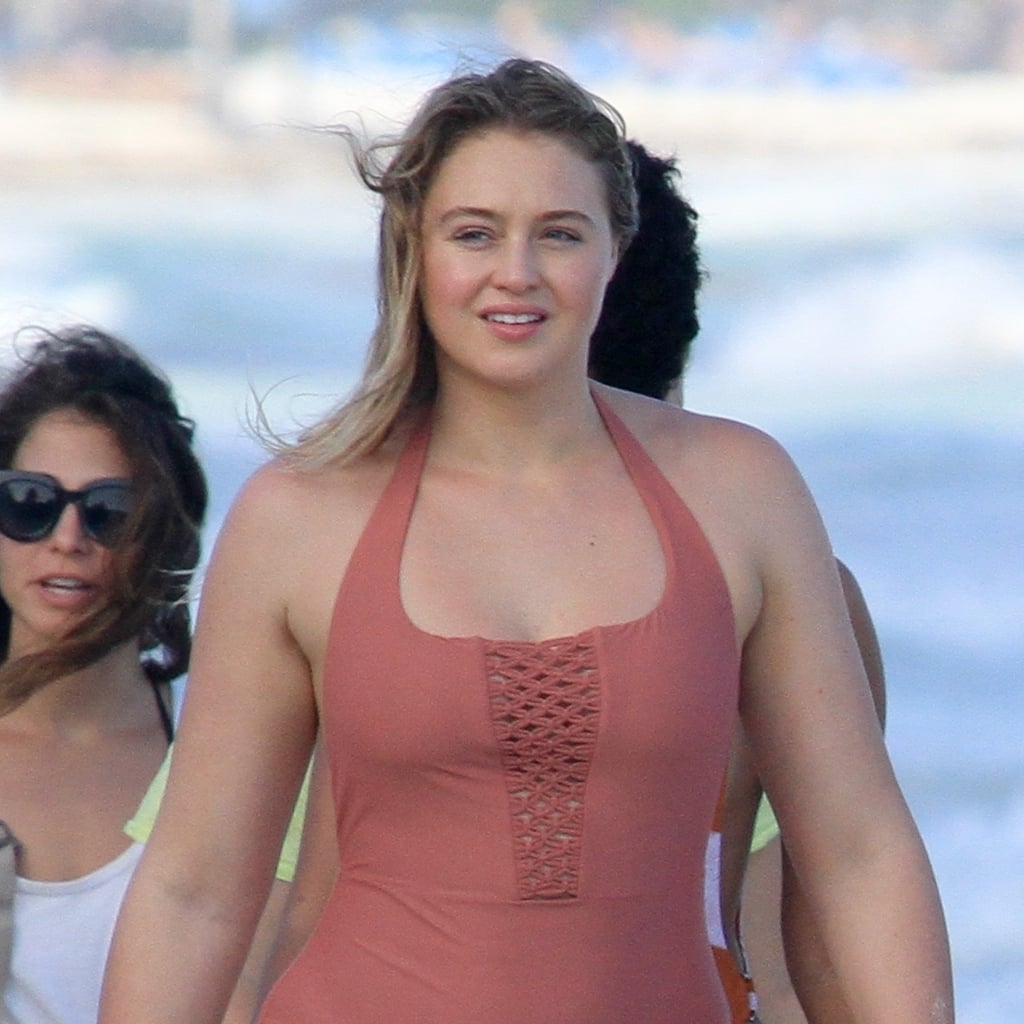 Iskra Lawrence Orange Aerie One Piece Swimsuit Popsugar Fashion