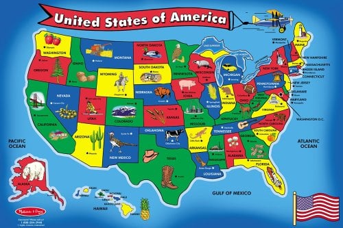 A Big Puzzle For Three Year Old: Melissa & Doug USA Map Floor Puzzle