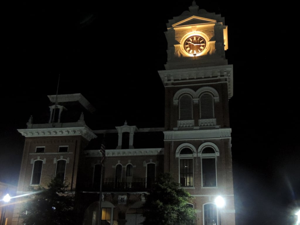 Of course, I couldn't leave without getting a semi-spooky photo of the clock tower. Thankfully, there was no hellfire during my trip.