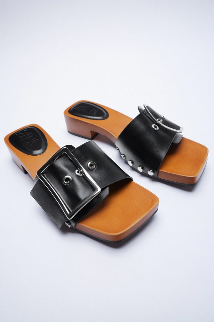 Wood-Effect Heeled Sandals