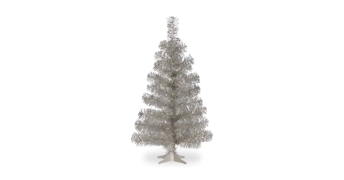 3ft Unlit Silver Tinsel Artificial Christmas Tree Small Christmas