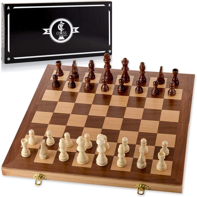 Chess Armory 15" Wooden Chess Set with Felted Game Board Interior