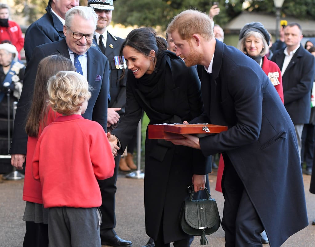 When She and Prince Harry Greeted Schoolchildren Named Megan and Harry