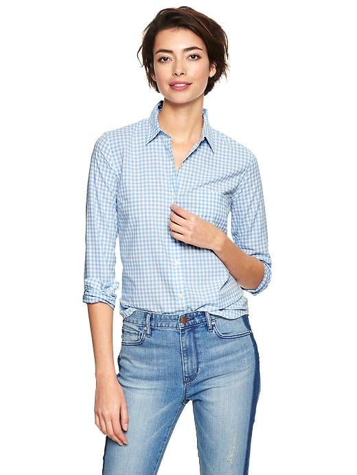 Gap Fitted Blue Gingham Button-Up